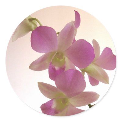 Delicate purple orchids decorate this fun sticker for shower decorations 