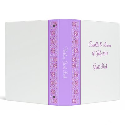 Purple Orchid Wedding Guest Book 3 Ring Binder