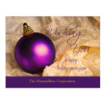 Purple Ornament Christmas Holiday Postcard