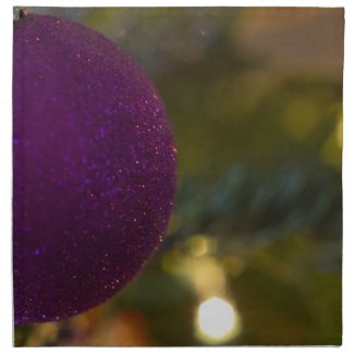 Purple Ornament Christmas Printed Napkin