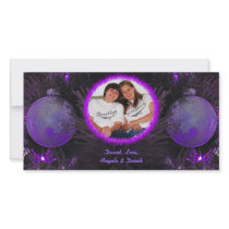 Purple Ornaments Christmas Photo Card photo cards by malibuitalian Purple Ornaments Christmas Photo Card photo cards