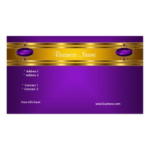 Purple Ornate Jewel Royal Yellow Gold Rich 2 Business Card Templates (back side)