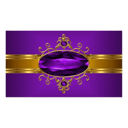 Purple Ornate Jewel Royal Yellow Gold Rich 2 Business Card Templates (front side)