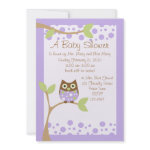 Purple Owl Baby Shower Invitation
