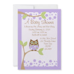 Purple Owl Baby Shower Invitation