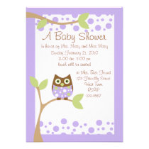 Purple Owl Baby Shower Invitation invitations