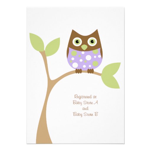 Purple Owl Baby Shower Invitation