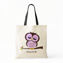Purple Owl Canvas Bag