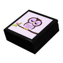 Purple Owl Illustration Jewelry Box