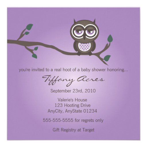 Purple Owl Invitation