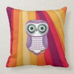 Purple Owl Red Background Pillow