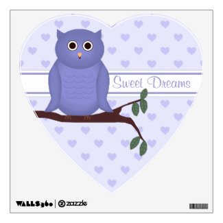 Purple Owl: Sweet Dreams Wall Decal