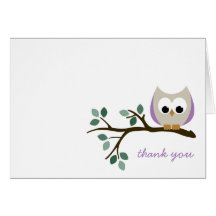 Purple Owl Thank You Card