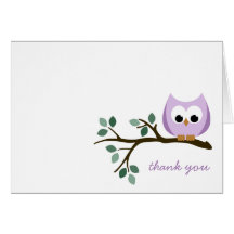 Purple Owl Thank You Card
