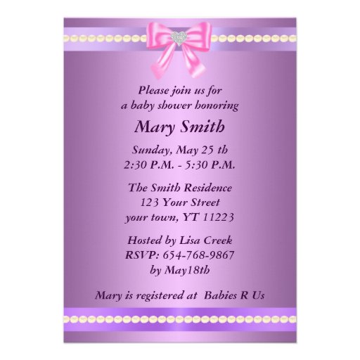 Purple Pacifier Baby Shower Invitation