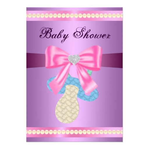 Purple Pacifier Baby Shower Invitation