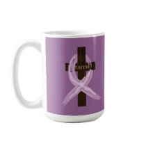 Purple "Painted" Cancer Ribbon on Cross mugs