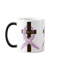 Purple "Painted" Cancer Ribbon on Cross mugs