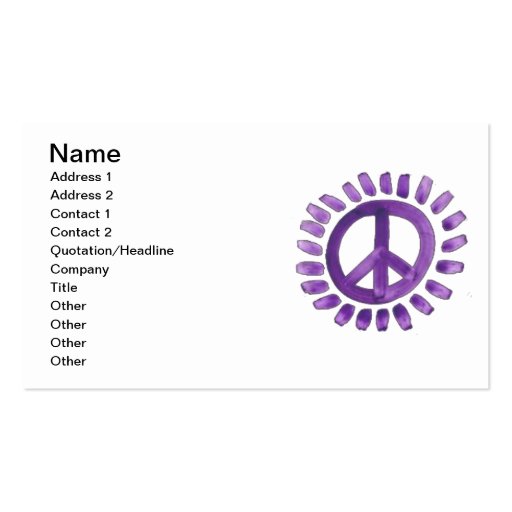 purple painted peace sign Business Card