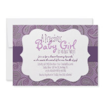 Purple Paisley Baby Girl Shower Invitation