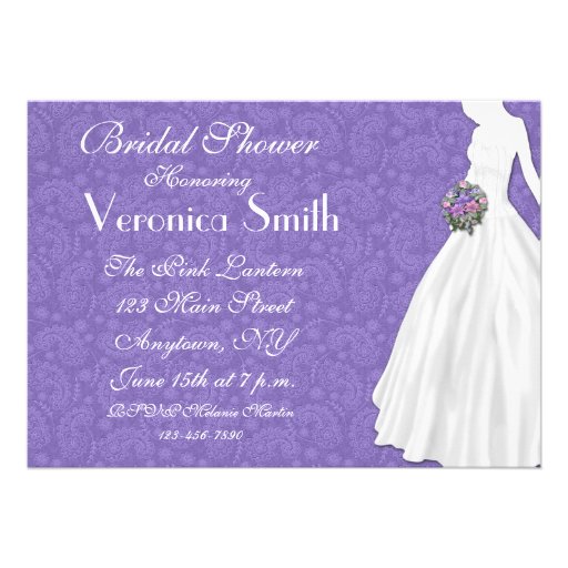 Purple Paisley Bridal Shower Personalized Announcement