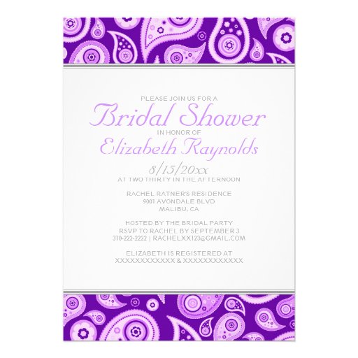 Purple Paisley Bridal Shower Invitations