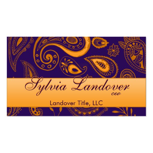 Purple Paisley Business Card Template (front side)