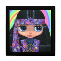 Purple Paisley Hippie Girl with Big Eyes Gift Boxes