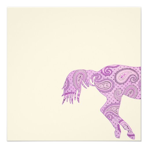 Purple Paisley Horse Baby Shower Announcements
