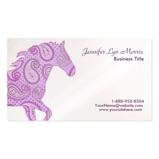 Purple Paisley Horse Business Card (front side)