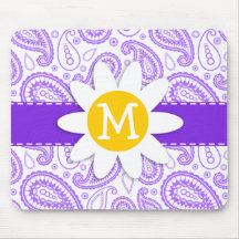 Purple Paisley Pattern; Spring Daisy Mouse Pad