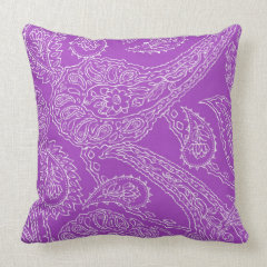 Purple Paisley Print Summer Fun Girly Pattern Throw Pillow