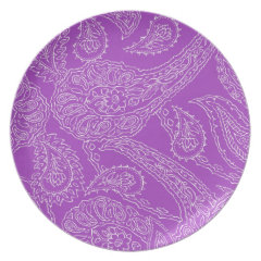 Purple Paisley Print Summer Fun Girly Pattern Plates