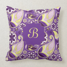Purple Paisley Smooth Gradient Background Throw Pillows