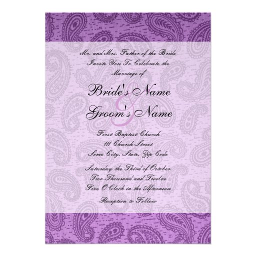 Purple Paisley Wedding Invitation