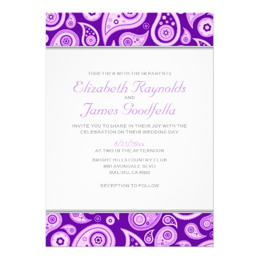 Purple Paisley Wedding Invitations
