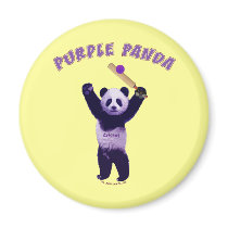 Purple Panda Cricket Fridge Magnets