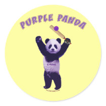 Purple Panda Cricket Round Stickers