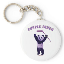 Purple Panda Hockey Bear Key Chain