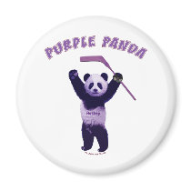 Purple Panda Hockey Bear Fridge Magnets
