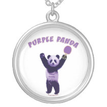 Purple Panda Ping Pong Personalized Necklace