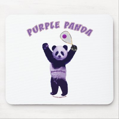 Purple Panda Racquetball Mouse Mat by HappyDoggies