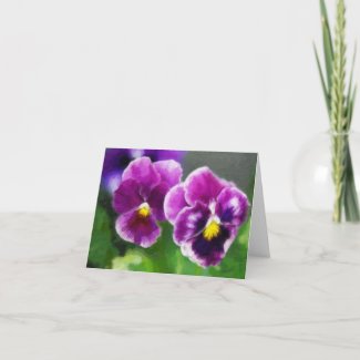 Purple pansies greeting card