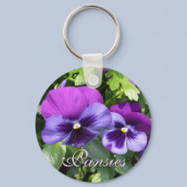 Purple Pansies Keychain by MadLizzy Purple Pansies Keychain