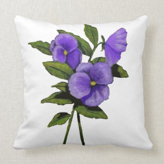 Purple Pansies or Violas: Color Pencil Art: Floral Throw Pillow