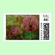 'Purple Pansies' postage stamp stamps