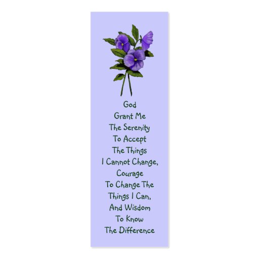 Purple Pansies, Serenity Prayer Business Card Templates (front side)