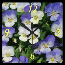 Purple Pansies Wall Clock wall clocks