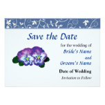 Purple Pansy Duo Save the Date Personalized Announcement