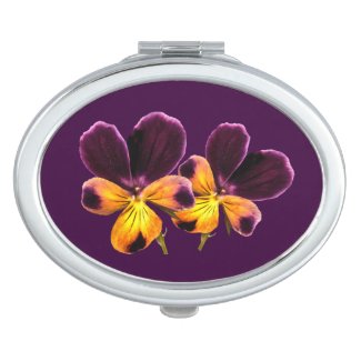 Purple Pansy Flower Floral Compact Mirror